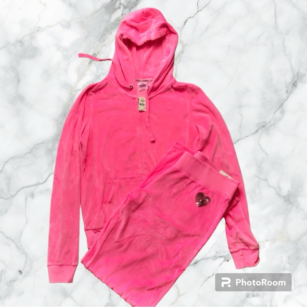 VS PINK NWT Velvet Matching Tracksuit Set